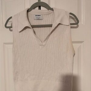 Old Navy Cream Ribbed Sweater Vest
